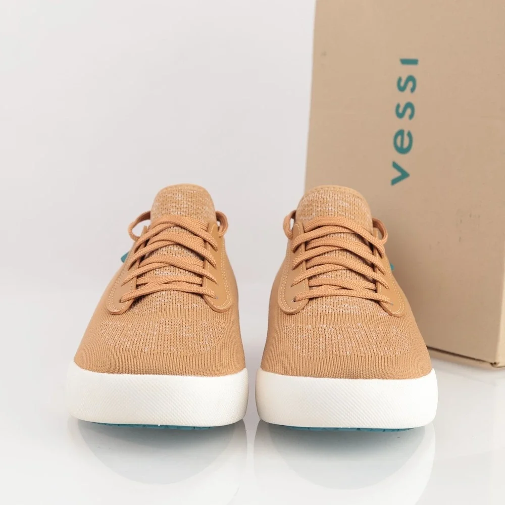 Vessi Womens Weekend Sneakers Size 9 Waterproof Oak Brown Lace Up Comfort Shoes